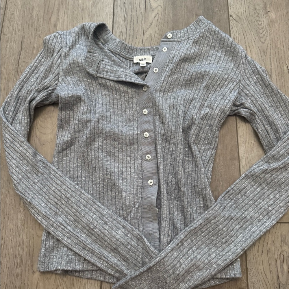 Aerie Gray Ribbed Crop Top